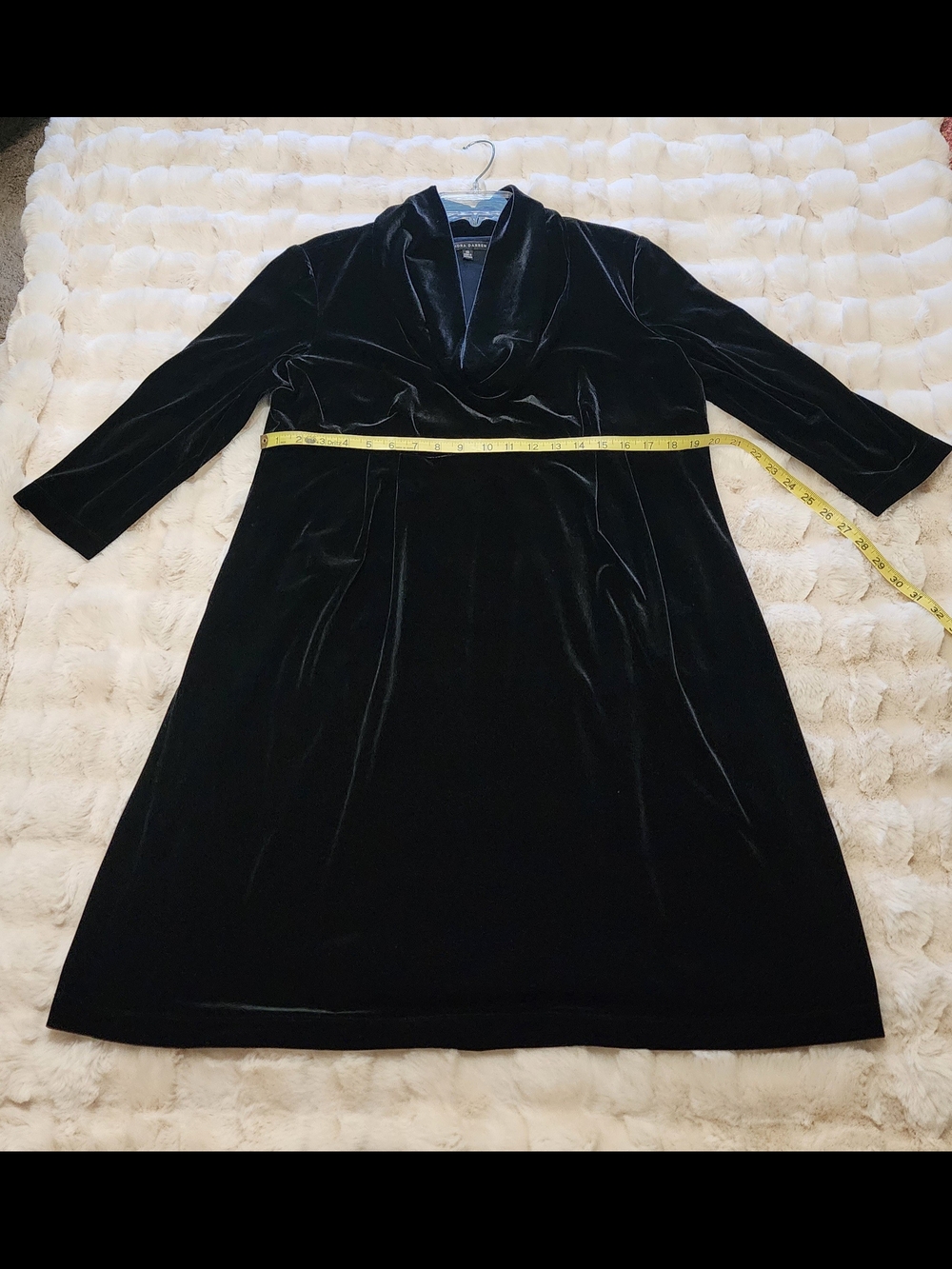 Sandra Darren Black Velvet Cowl Neck Dress